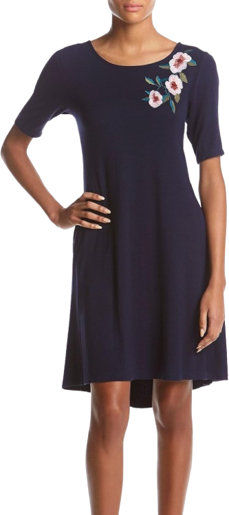 Embroidered Trapeze Dress