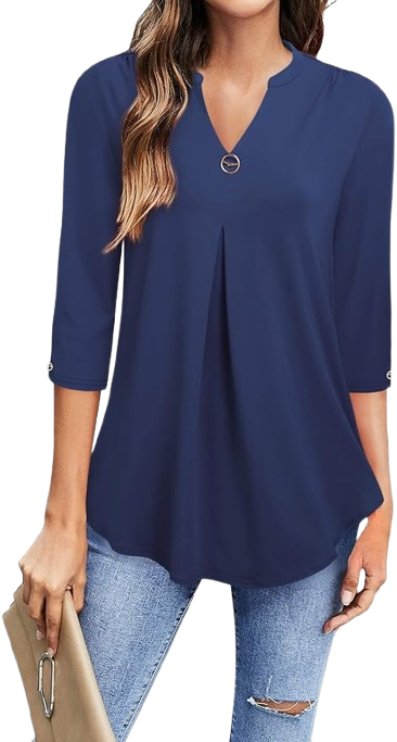 Womens Tops 3/4 Sleeve Shirts V Neck Blouses