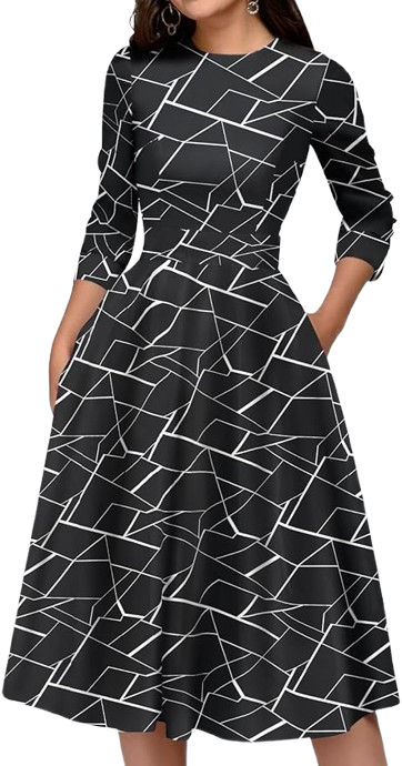  Women's Floral Vintage Dress Elegant